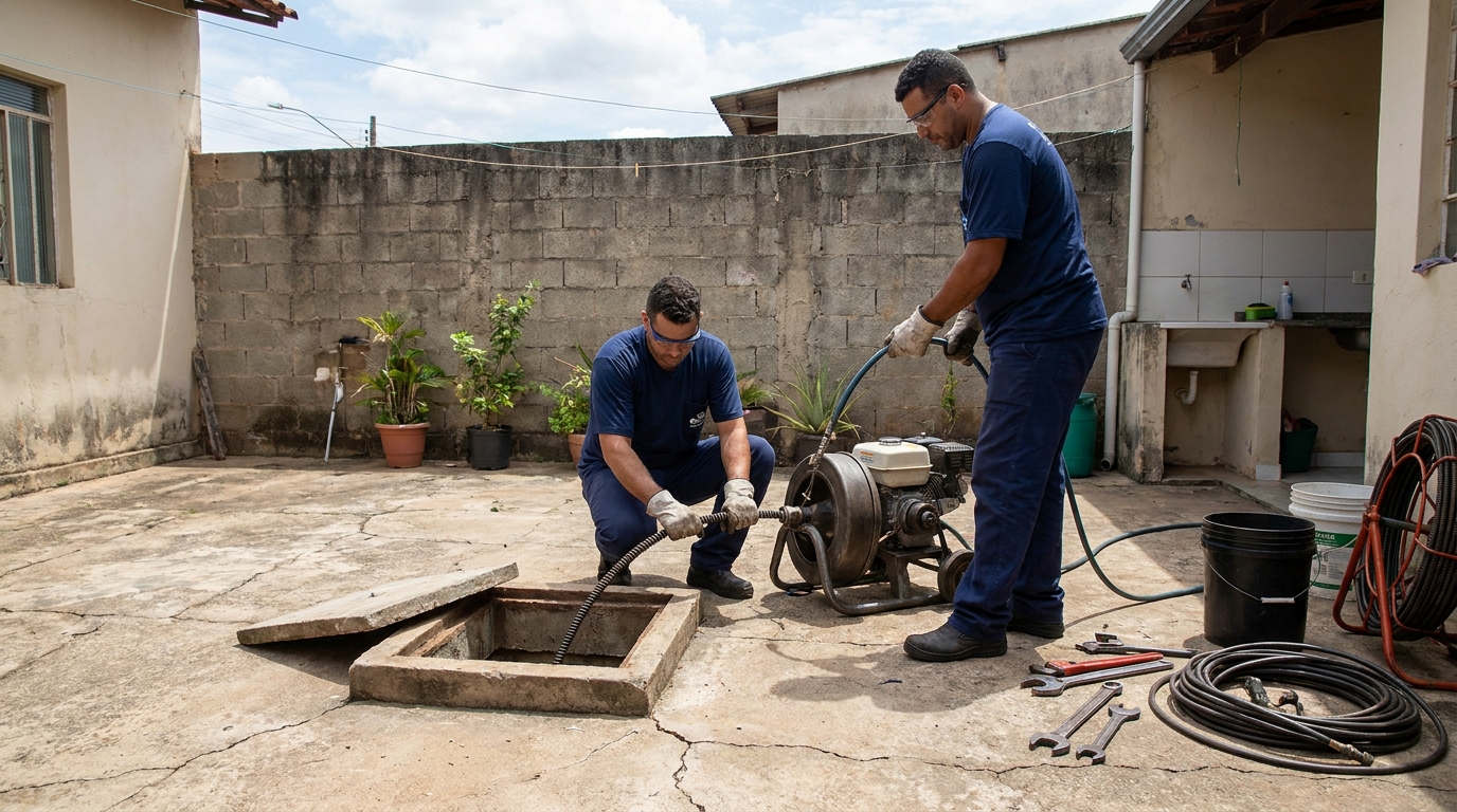 Desentupimento de esgoto residencial em São José dos Pinhais‑PR