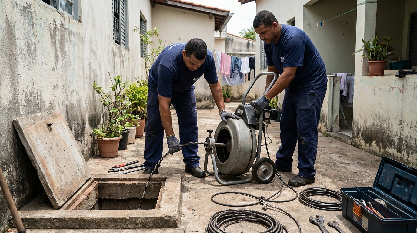 Desentupimento de rede de esgoto em São José dos Pinhais‑PR