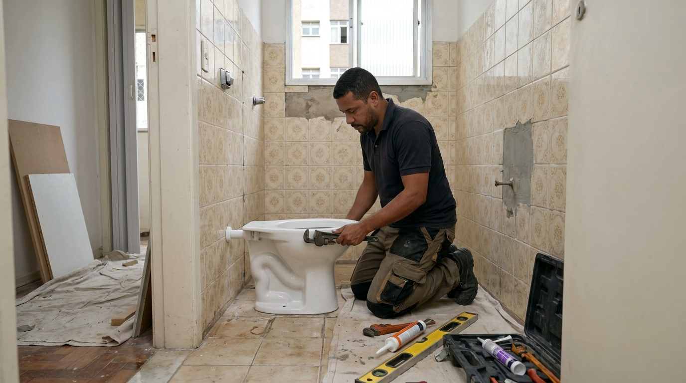 Instalação de vaso sanitário profissional em São José dos Pinhais‑PR